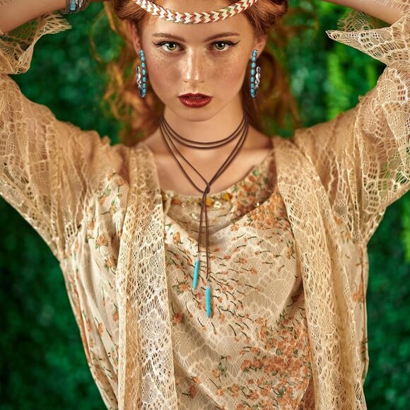 Western Jewelry for Women Bohemian Set Faux Leather - Picture 6 of 7